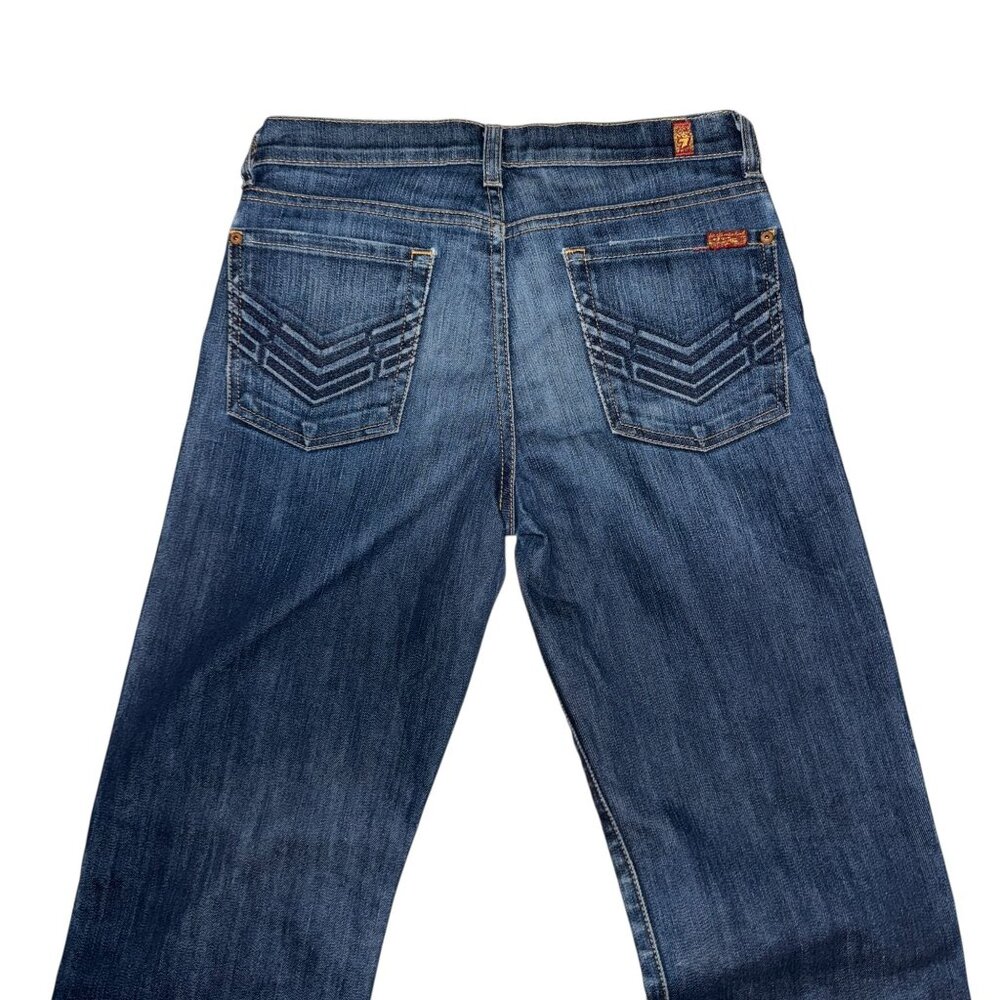 7 For All Mankind 7FAM Relaxed Bootcut Jeans Boys 14 32 Dark Wash Distressed - Picture 5 of 7